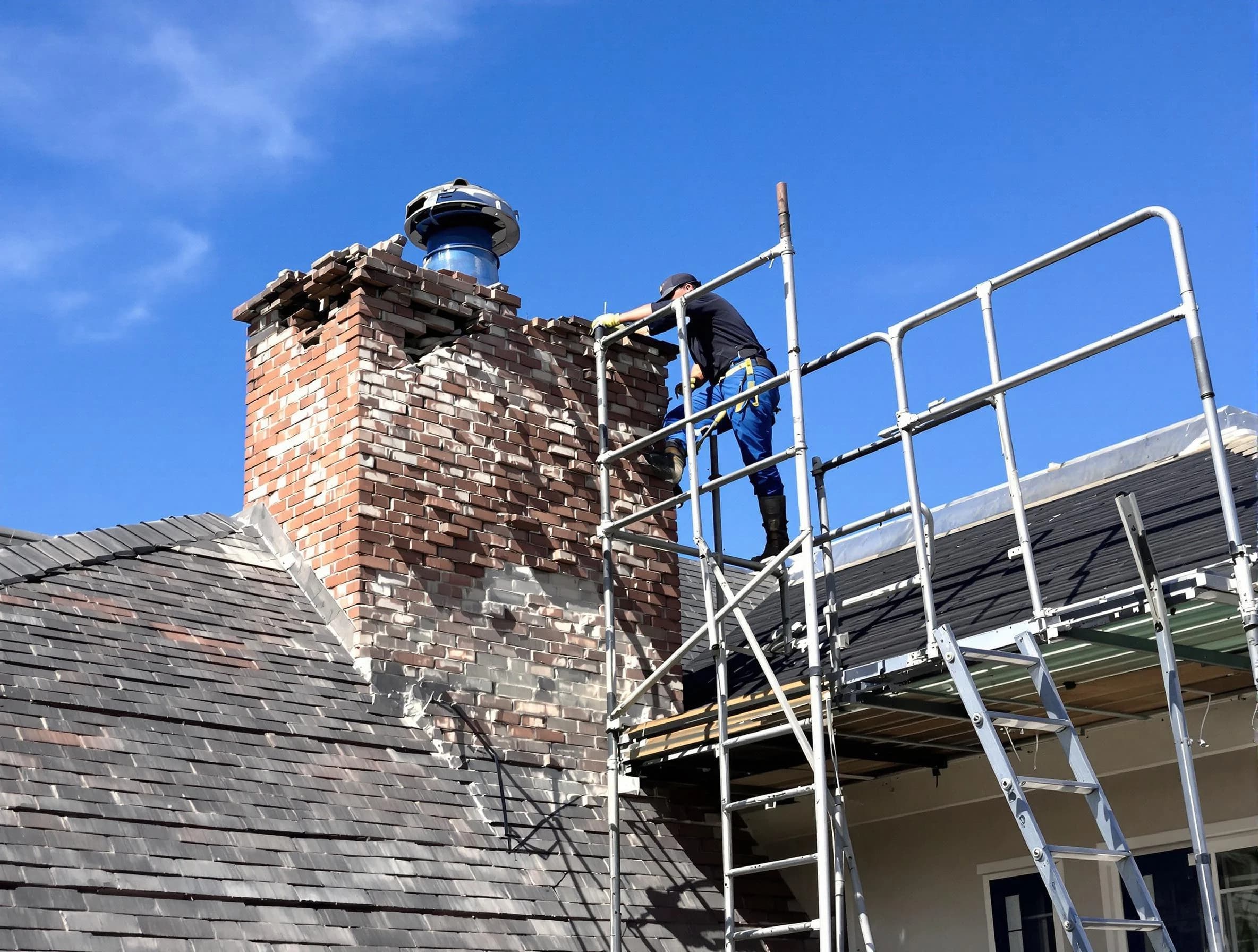Rebuilding a chimney structure by Provo Chimney Sweep in Provo, UT