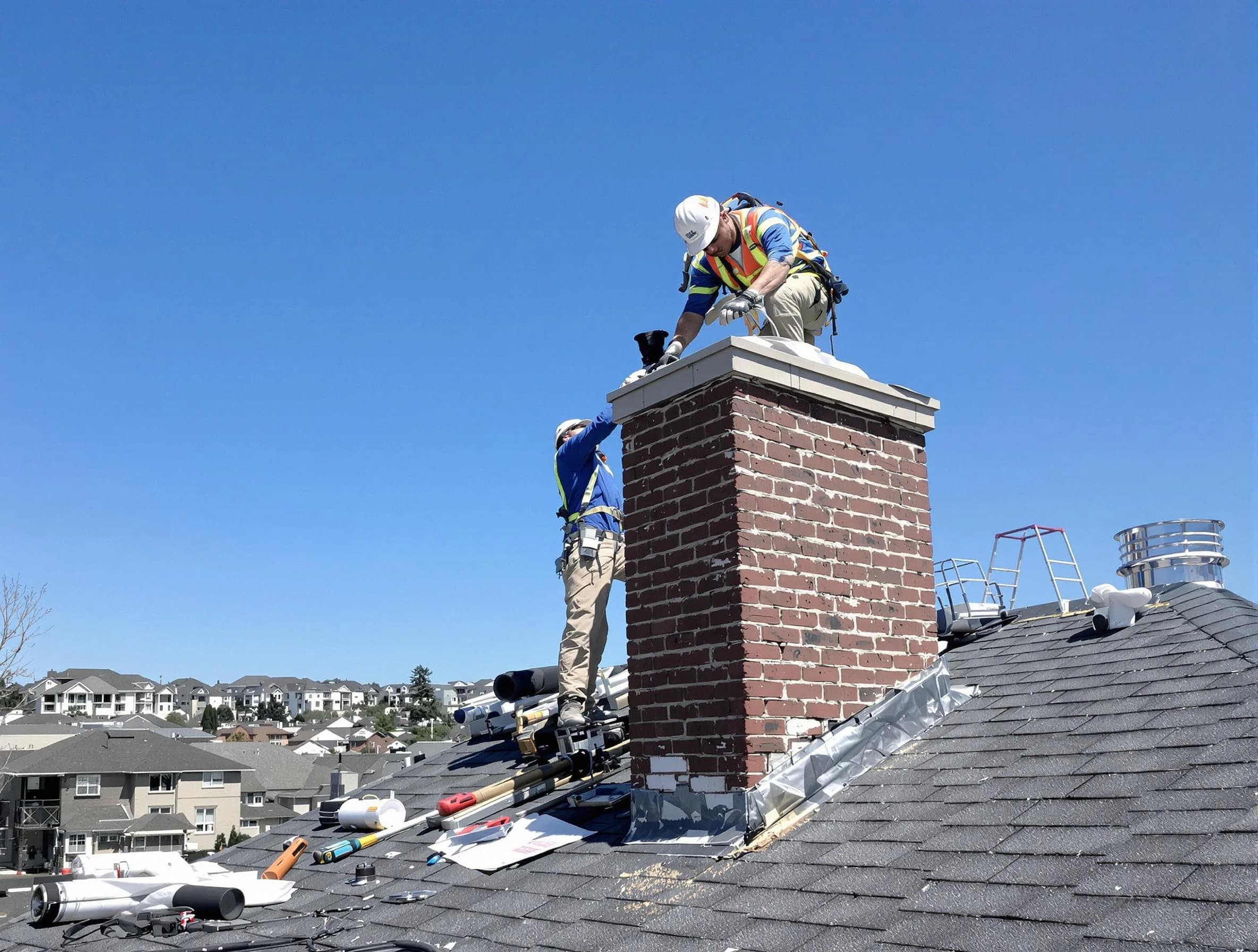 Provo Chimney Sweep repairing a chimney crown in Provo, UT
