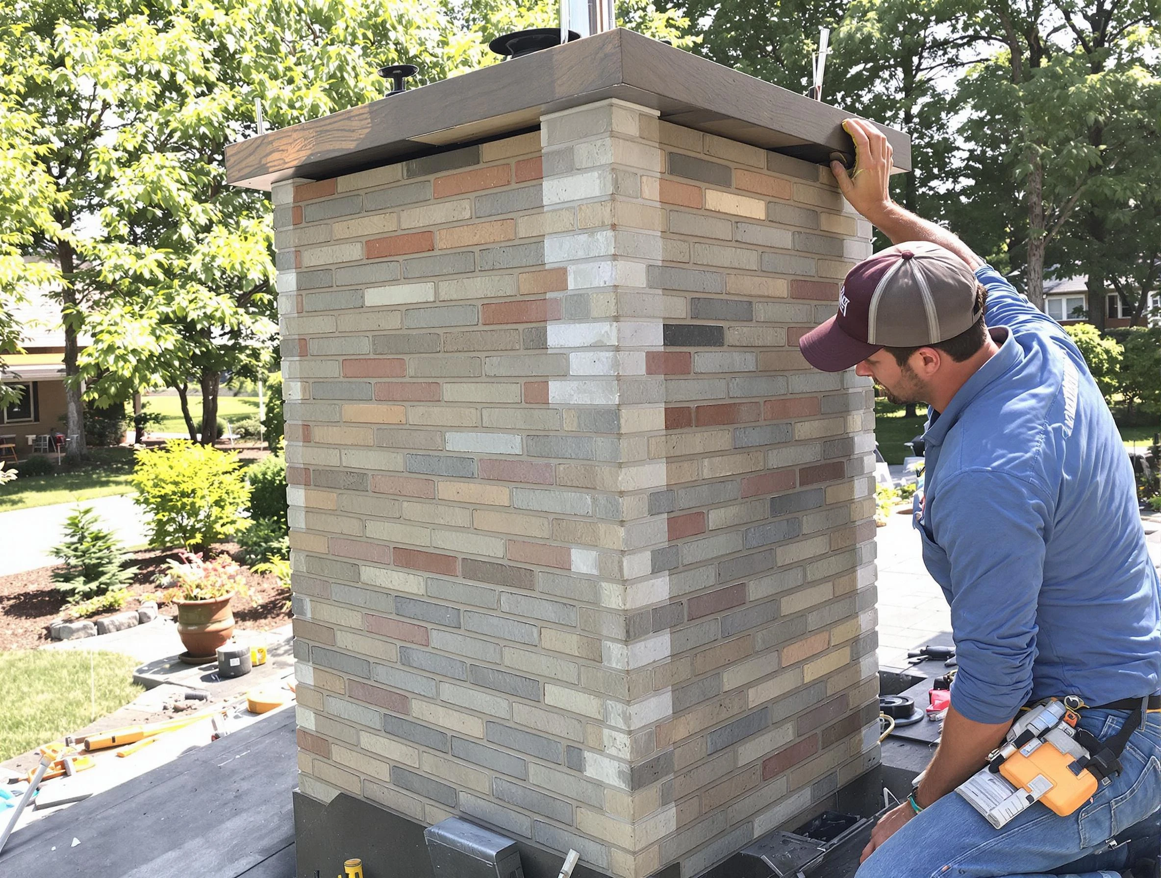 Provo Chimney Sweep completing a modern chimney remodel in Provo, UT