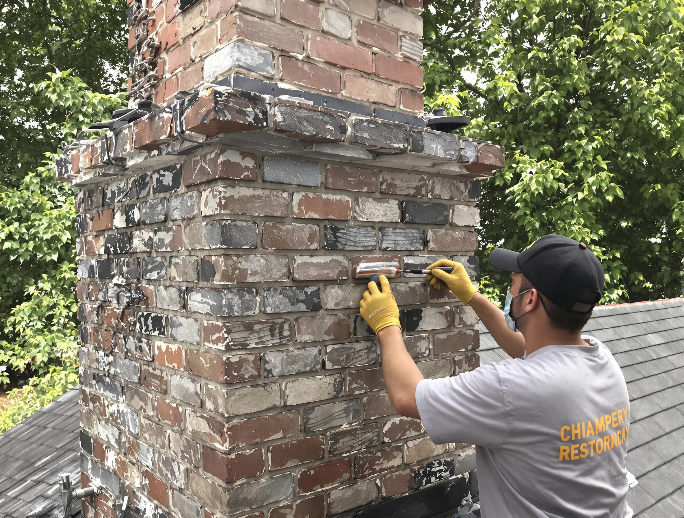 In-progress chimney restoration by Provo Chimney Sweep in Provo, UT