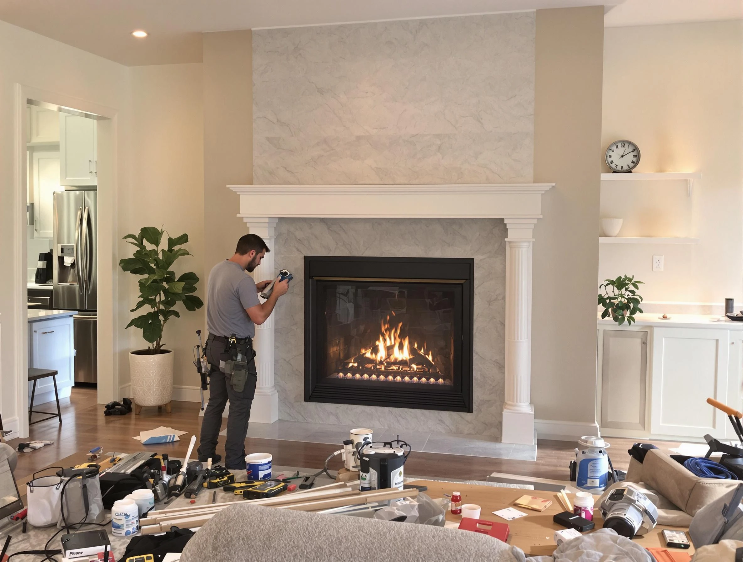 Newly installed fireplace by Provo Chimney Sweep in Provo, UT