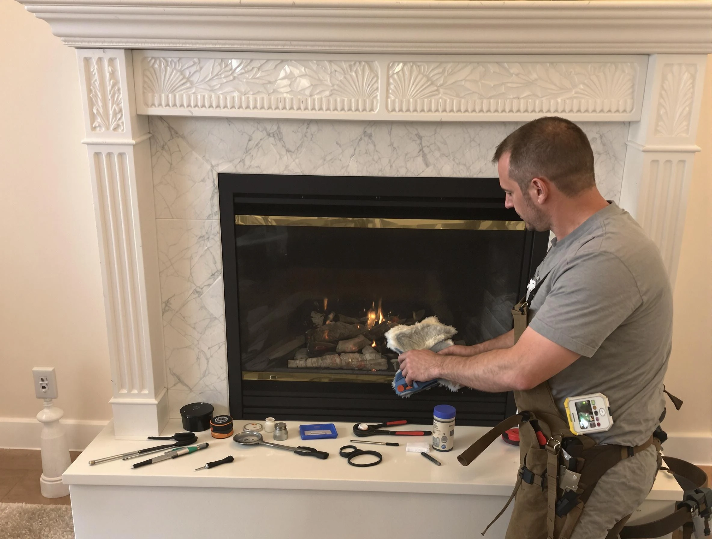 Provo Chimney Sweep performing fireplace maintenance in Provo, UT